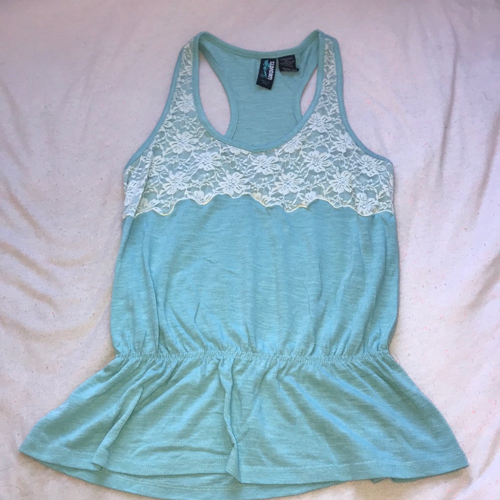 lacey teal tank top